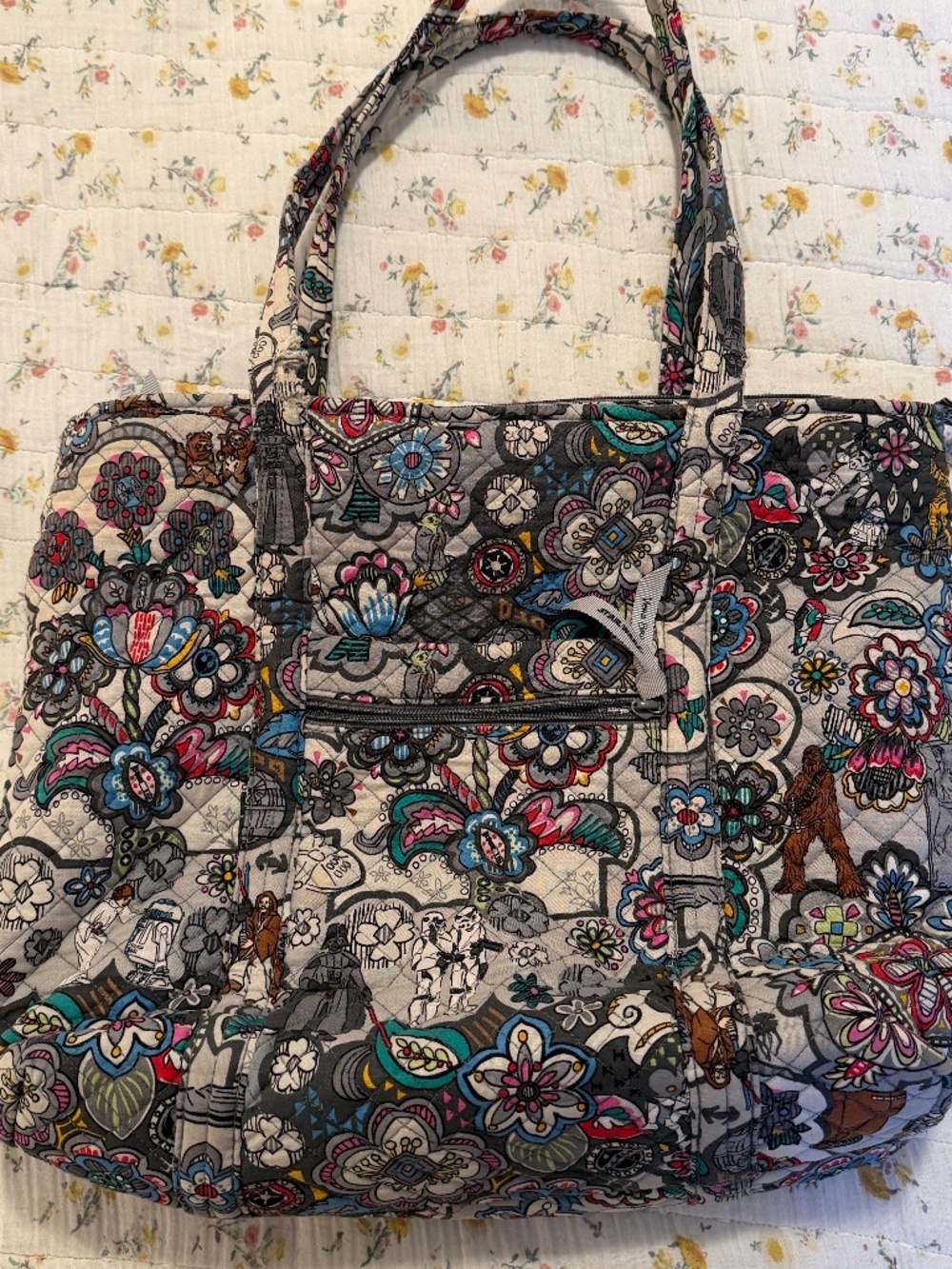 Vera Bradley Star Wars Far Far Away Light Vs. Dark Large Tote Rare Quilted Gray